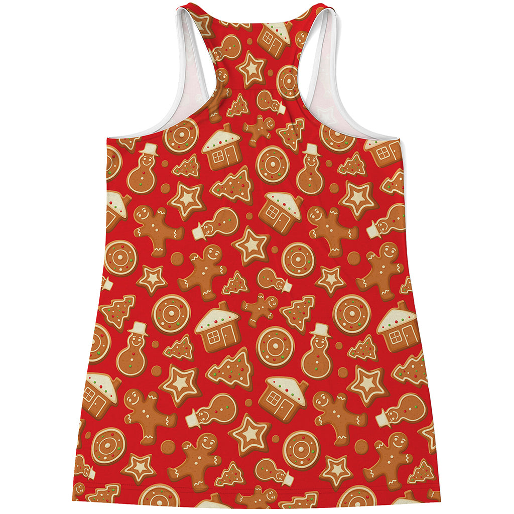 Xmas Gingerbread Pattern Print Women's Racerback Tank Top