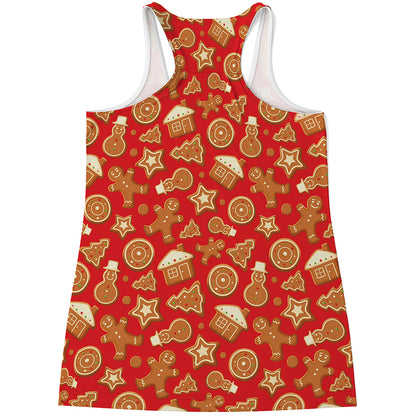 Xmas Gingerbread Pattern Print Women's Racerback Tank Top
