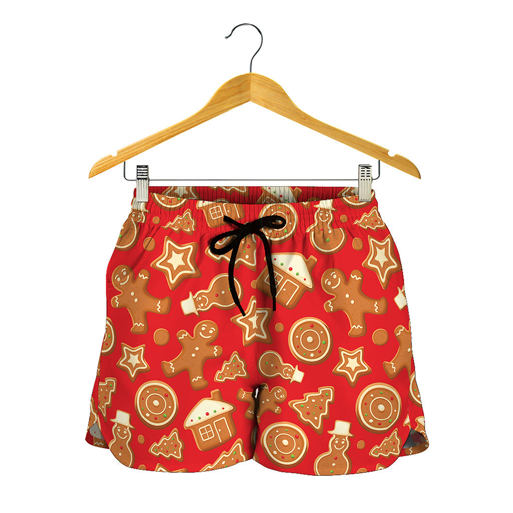 Xmas Gingerbread Pattern Print Women's Shorts