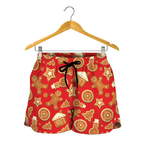 Xmas Gingerbread Pattern Print Women's Shorts