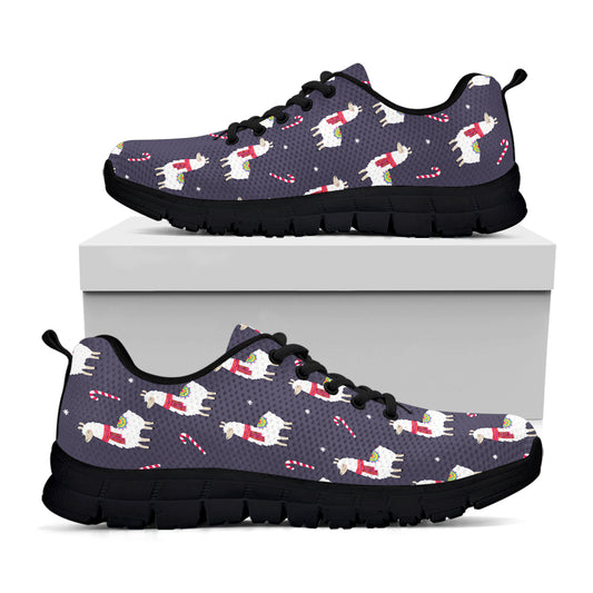 Xmas Llama Pattern Print Black Sneakers
