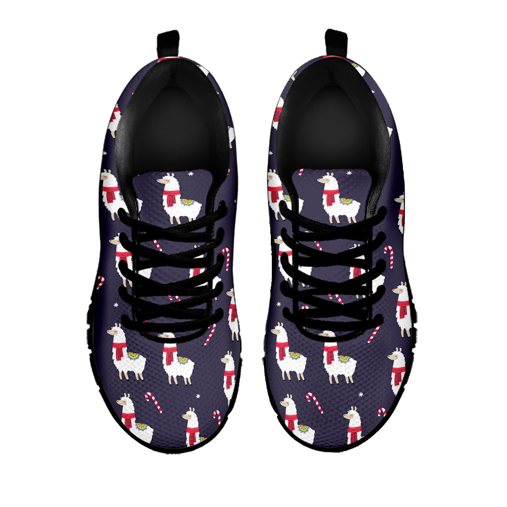 Xmas Llama Pattern Print Black Sneakers
