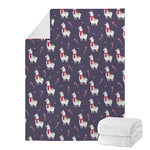 Xmas Llama Pattern Print Blanket