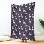 Xmas Llama Pattern Print Blanket