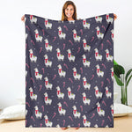 Xmas Llama Pattern Print Blanket