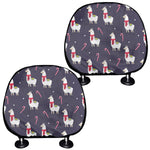 Xmas Llama Pattern Print Car Headrest Covers