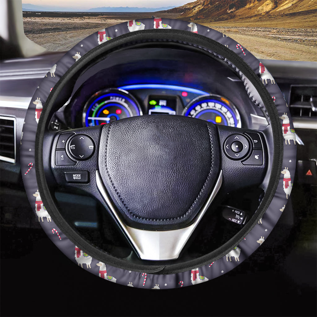 Xmas Llama Pattern Print Car Steering Wheel Cover