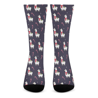 Xmas Llama Pattern Print Crew Socks