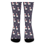 Xmas Llama Pattern Print Crew Socks