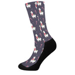 Xmas Llama Pattern Print Crew Socks