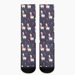 Xmas Llama Pattern Print Crew Socks