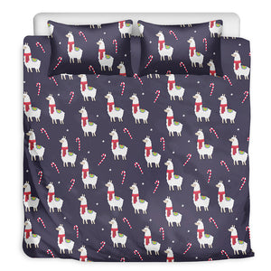 Xmas Llama Pattern Print Duvet Cover Bedding Set