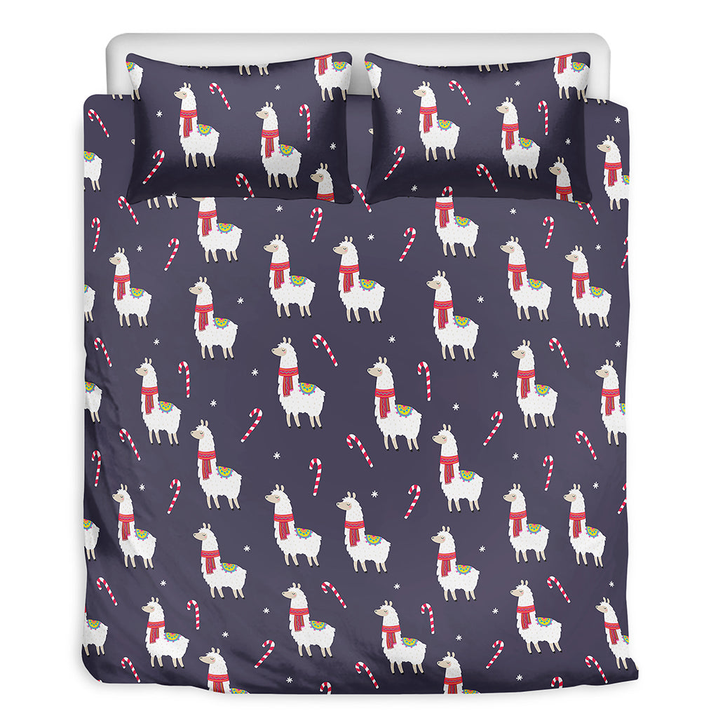 Xmas Llama Pattern Print Duvet Cover Bedding Set