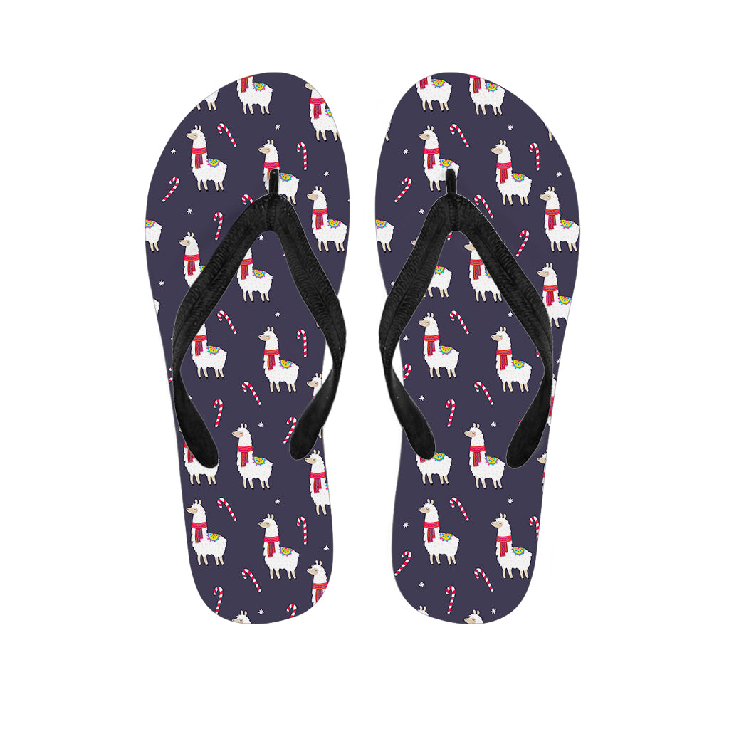 Xmas Llama Pattern Print Flip Flops