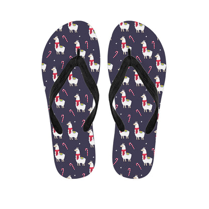 Xmas Llama Pattern Print Flip Flops