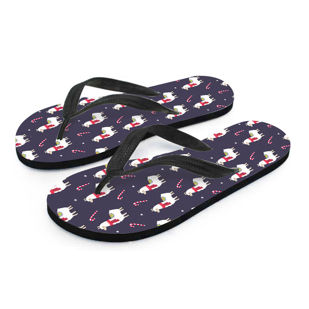 Xmas Llama Pattern Print Flip Flops