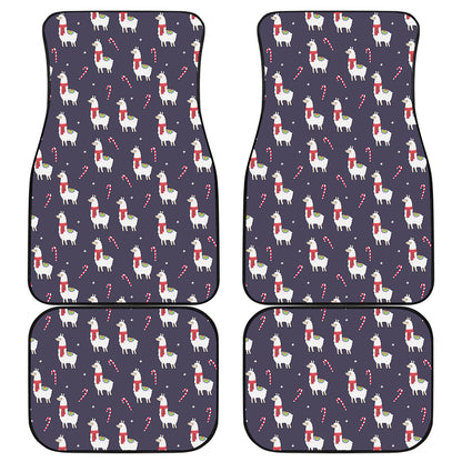 Xmas Llama Pattern Print Front and Back Car Floor Mats