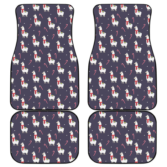 Xmas Llama Pattern Print Front and Back Car Floor Mats