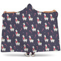 Xmas Llama Pattern Print Hooded Blanket