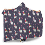 Xmas Llama Pattern Print Hooded Blanket