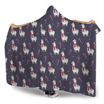 Xmas Llama Pattern Print Hooded Blanket