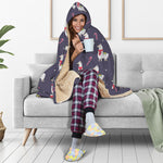 Xmas Llama Pattern Print Hooded Blanket