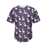 Xmas Llama Pattern Print Men's Baseball Jersey
