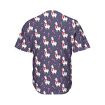 Xmas Llama Pattern Print Men's Baseball Jersey