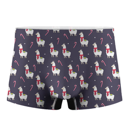 Xmas Llama Pattern Print Men's Boxer Briefs