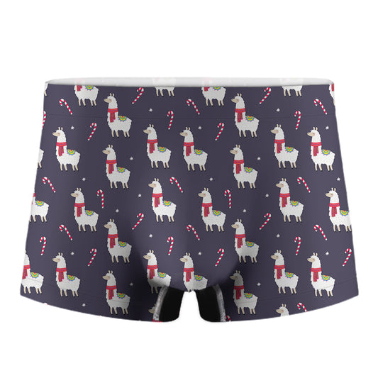 Xmas Llama Pattern Print Men's Boxer Briefs
