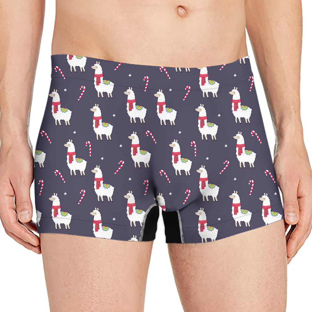 Xmas Llama Pattern Print Men's Boxer Briefs