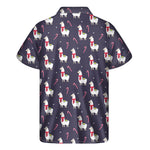 Xmas Llama Pattern Print Men's Short Sleeve Shirt