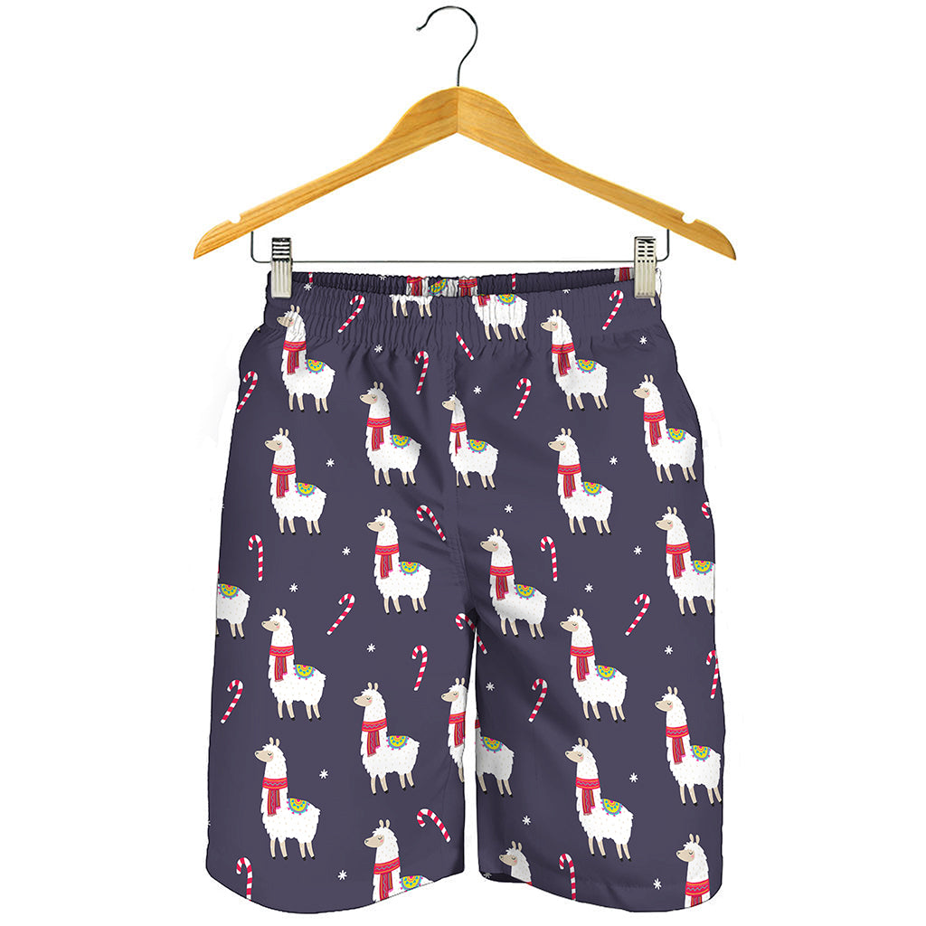 Xmas Llama Pattern Print Men's Shorts