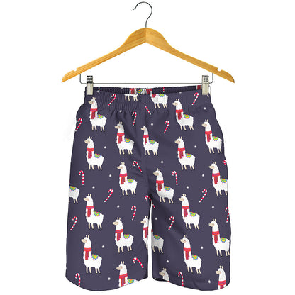 Xmas Llama Pattern Print Men's Shorts
