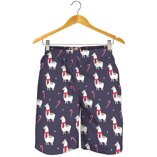 Xmas Llama Pattern Print Men's Shorts