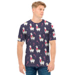 Xmas Llama Pattern Print Men's T-Shirt
