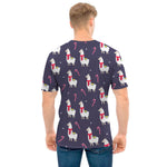 Xmas Llama Pattern Print Men's T-Shirt
