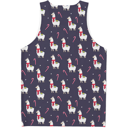 Xmas Llama Pattern Print Men's Tank Top