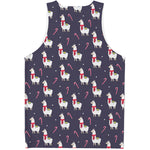 Xmas Llama Pattern Print Men's Tank Top
