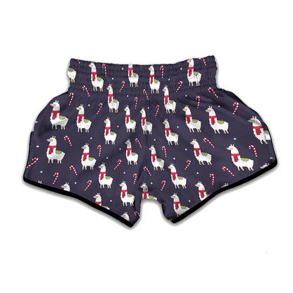Xmas Llama Pattern Print Muay Thai Boxing Shorts