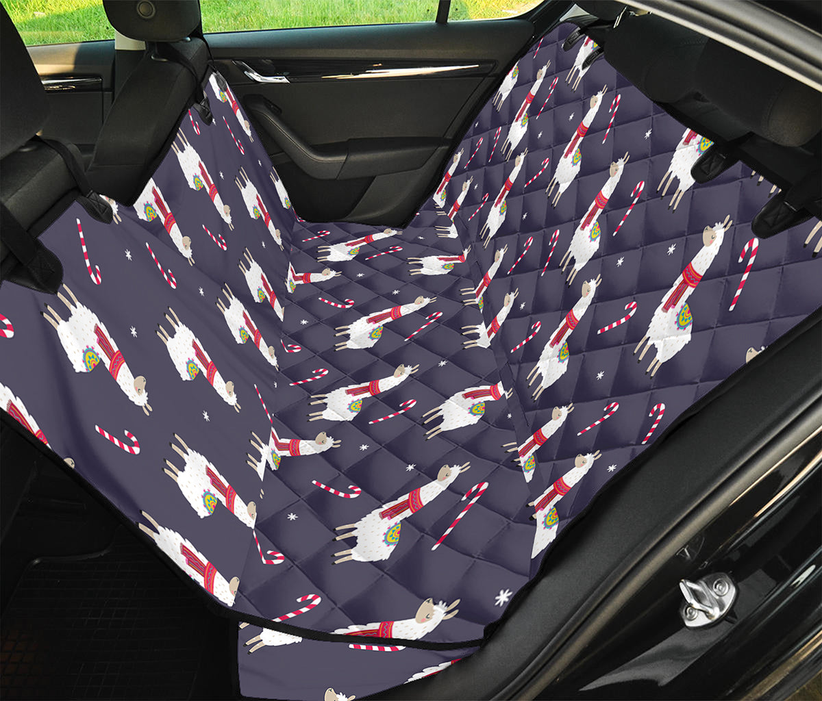 Xmas Llama Pattern Print Pet Car Back Seat Cover