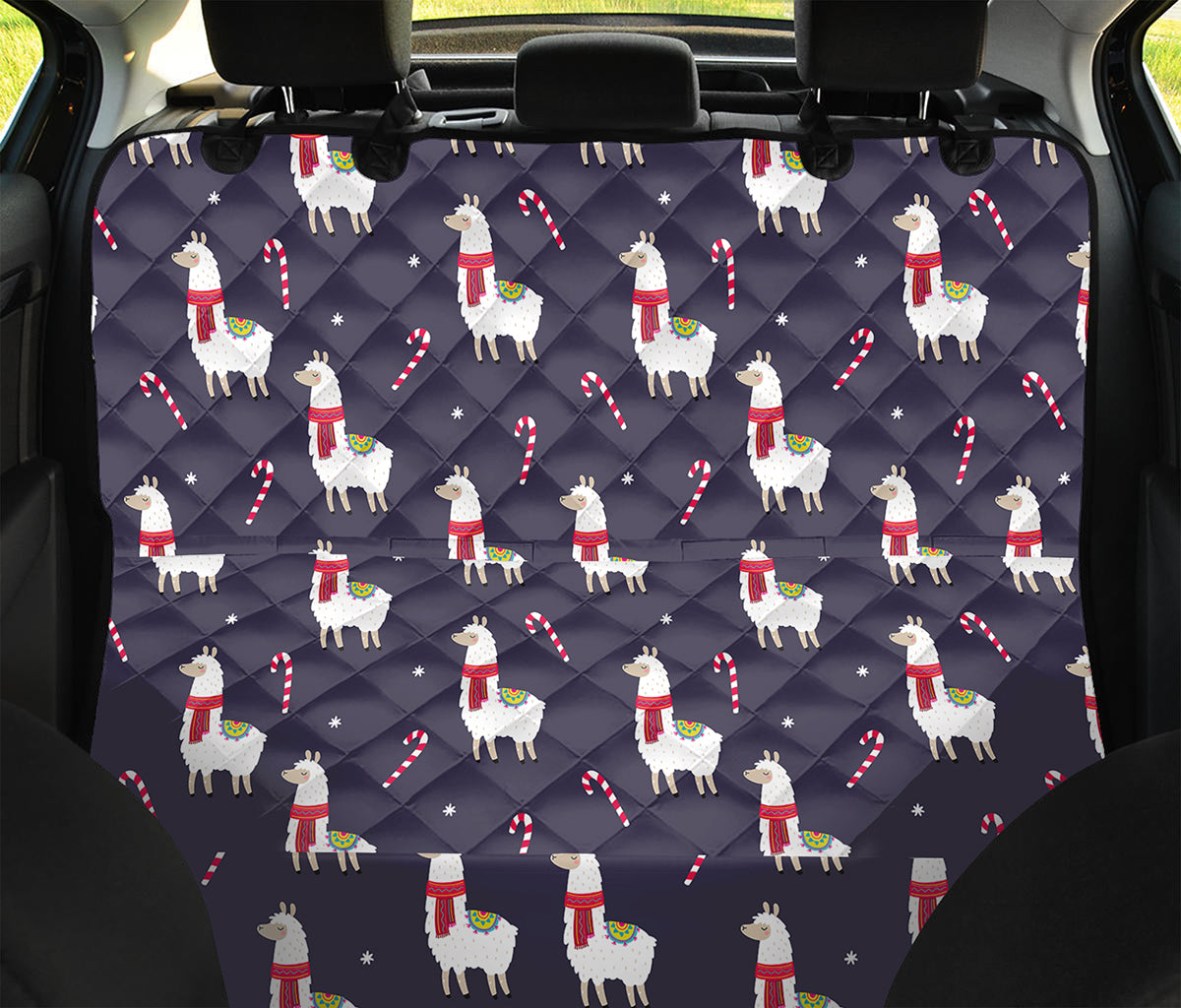 Xmas Llama Pattern Print Pet Car Back Seat Cover