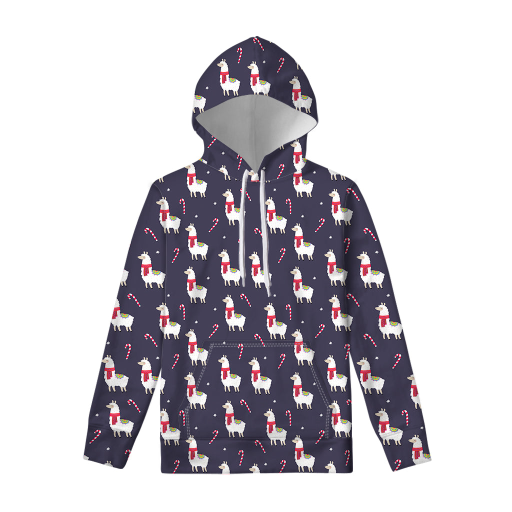 Xmas Llama Pattern Print Pullover Hoodie