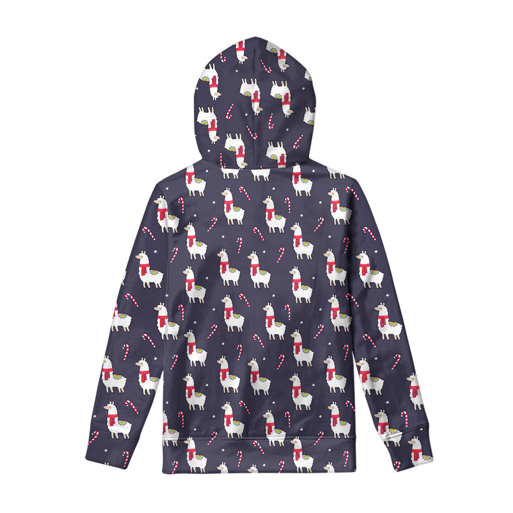 Xmas Llama Pattern Print Pullover Hoodie