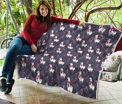 Xmas Llama Pattern Print Quilt