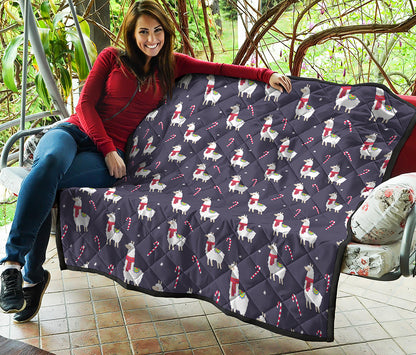 Xmas Llama Pattern Print Quilt