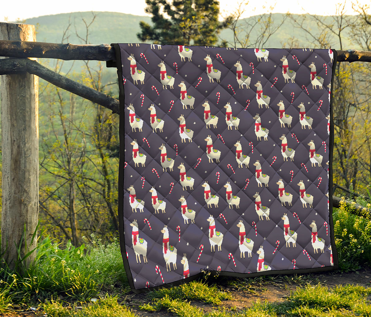 Xmas Llama Pattern Print Quilt