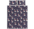 Xmas Llama Pattern Print Quilt Bed Set