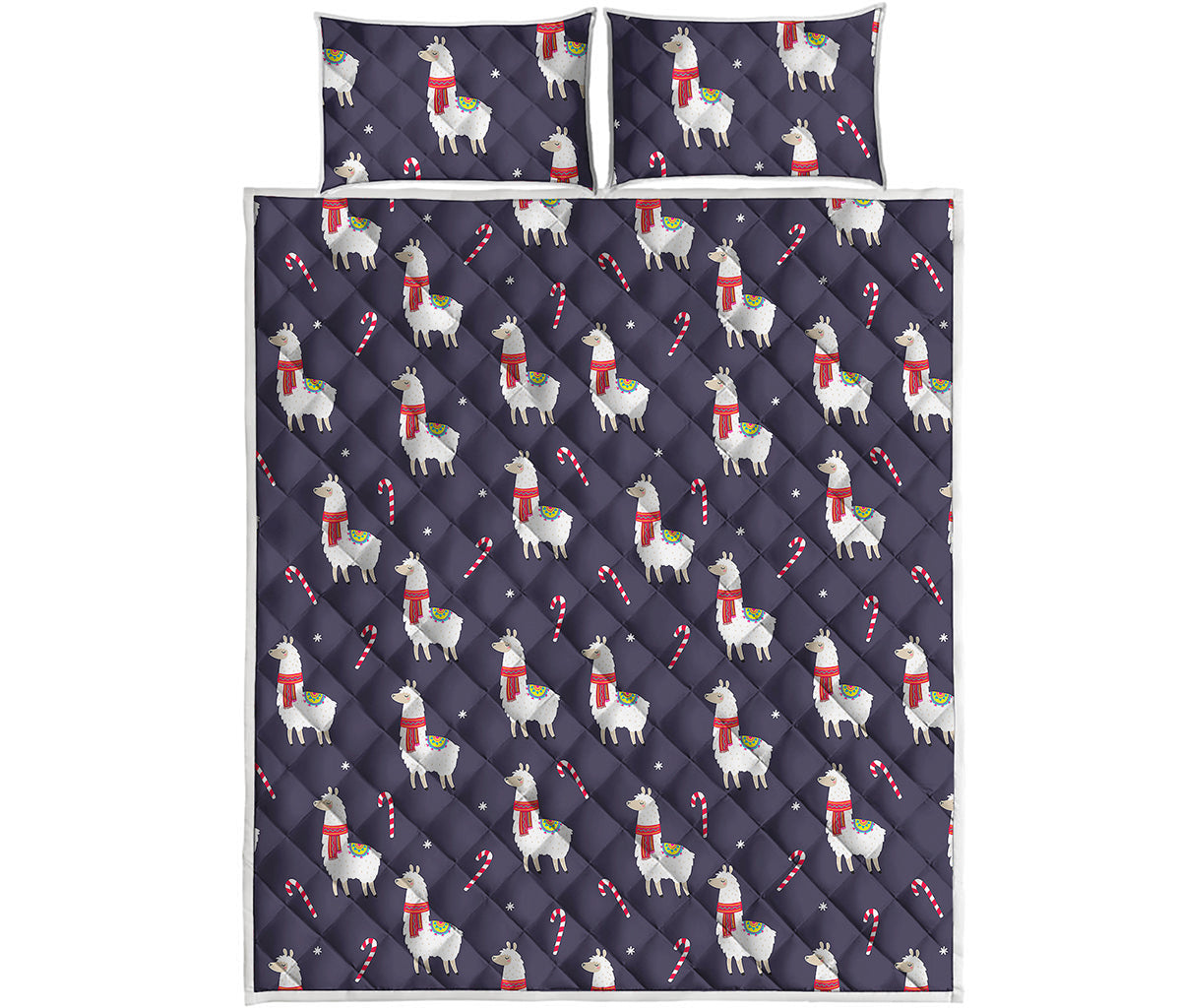 Xmas Llama Pattern Print Quilt Bed Set