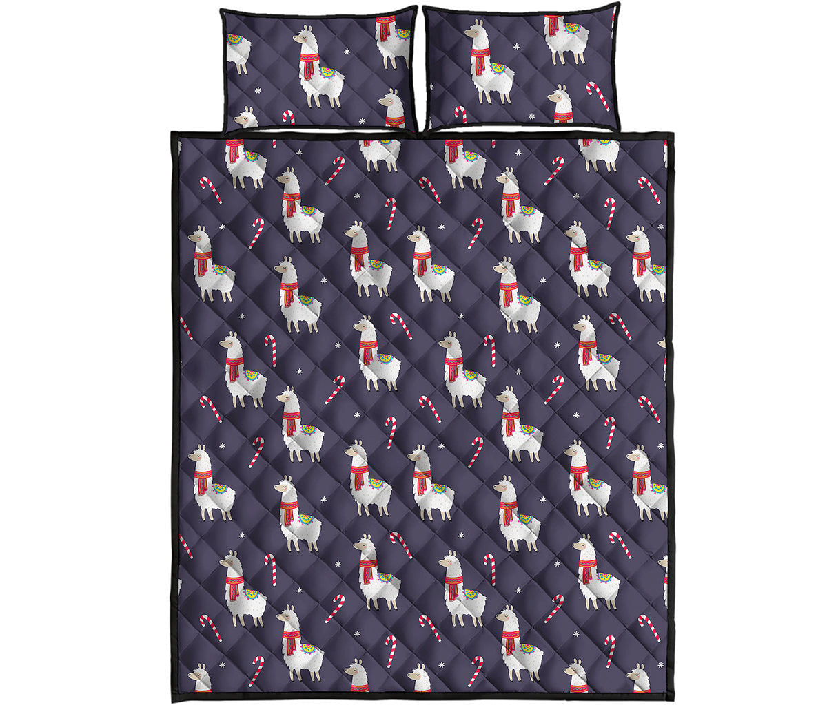 Xmas Llama Pattern Print Quilt Bed Set